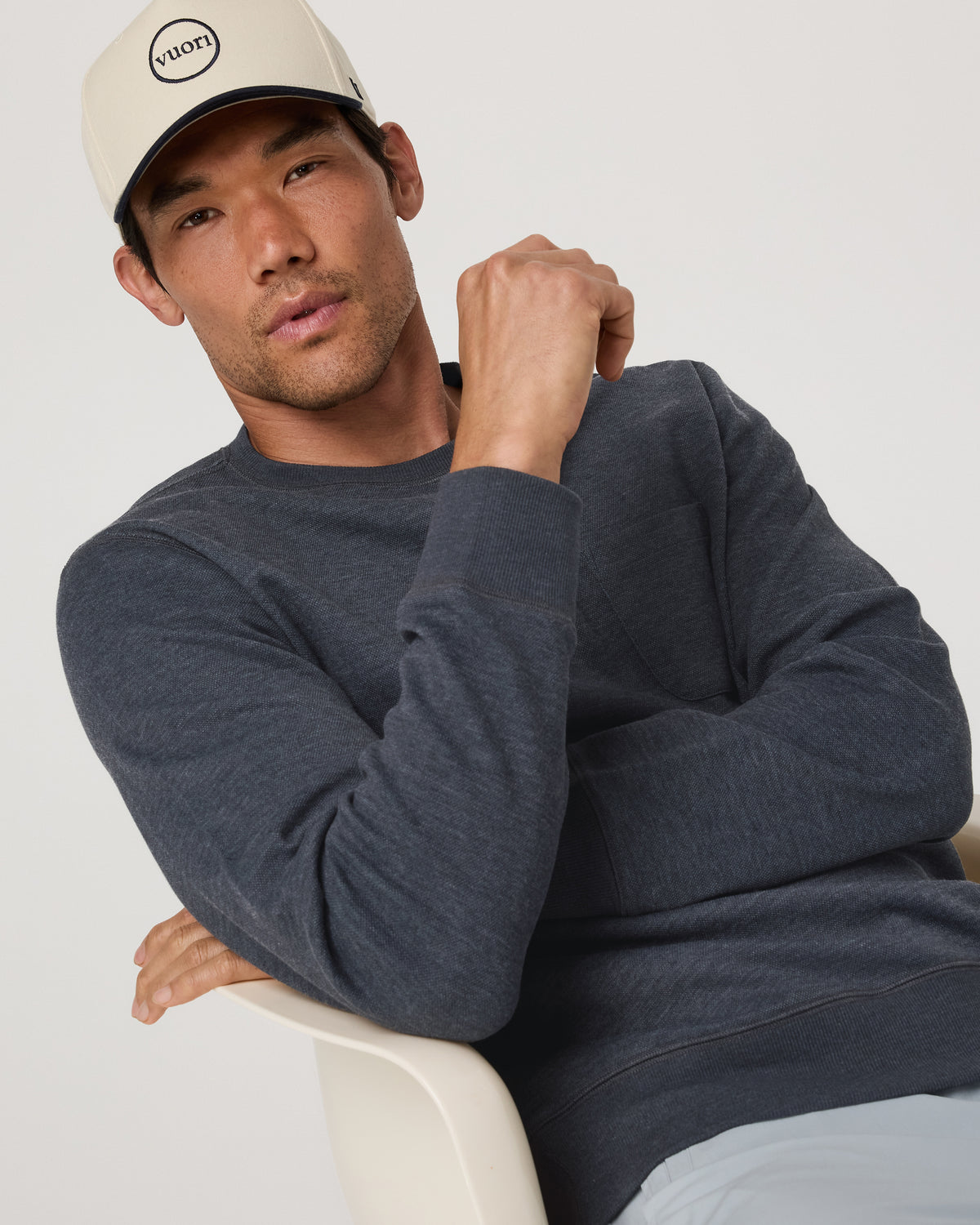 Jeffreys Crew 2.0 Men's Navy Heather Pullover Crewneck | Vuori sale - US 3691