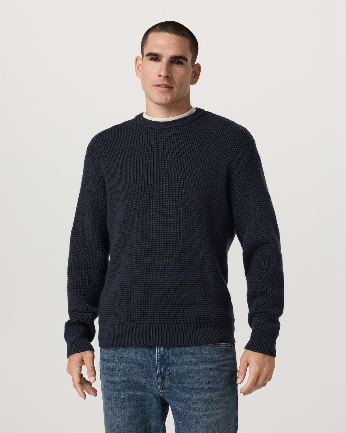Denver Waffle Crew Sweater Men's Navy Wool Sweater | Vuori for sale - US 7162