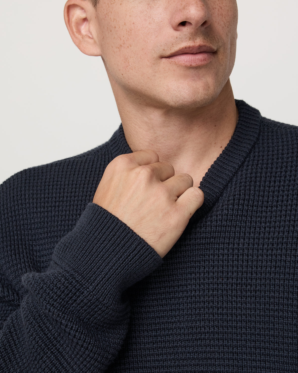 Denver Waffle Crew Sweater Men's Navy Wool Sweater | Vuori for sale - US 7162