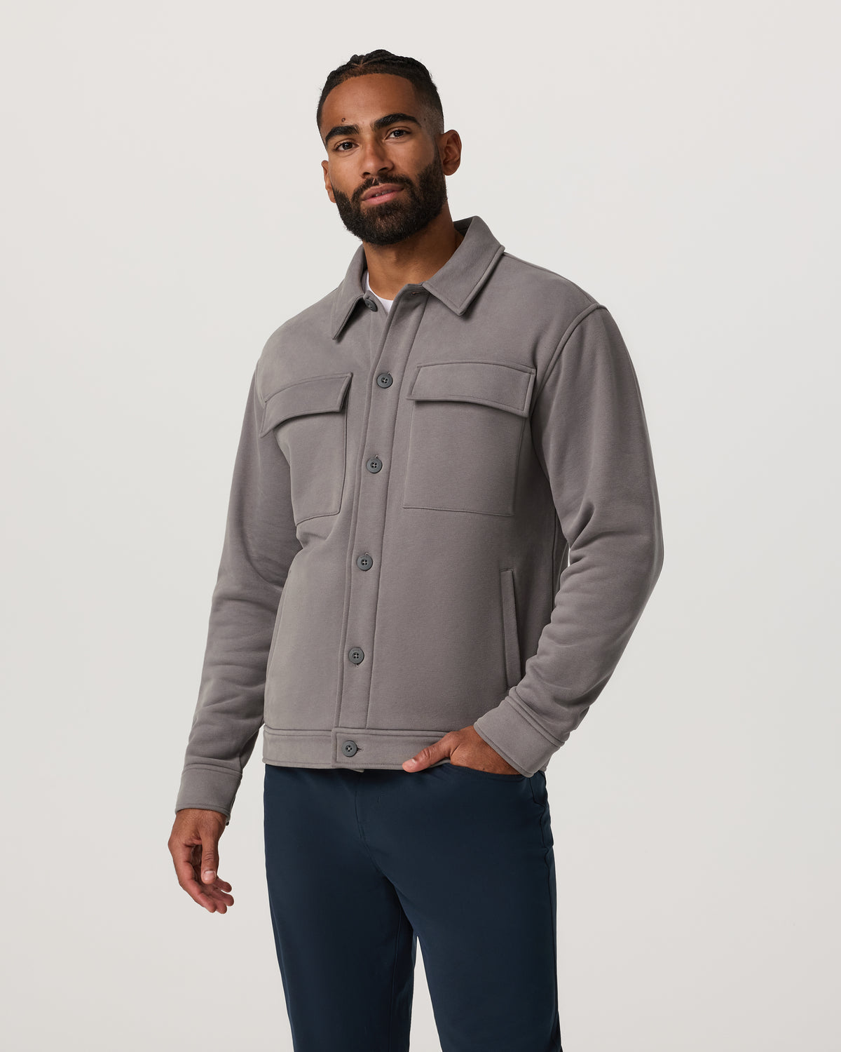 Seaside Shirt Jacket Men's Cavern Grey Lifestyle Jacket | Vuori discount - US 9779