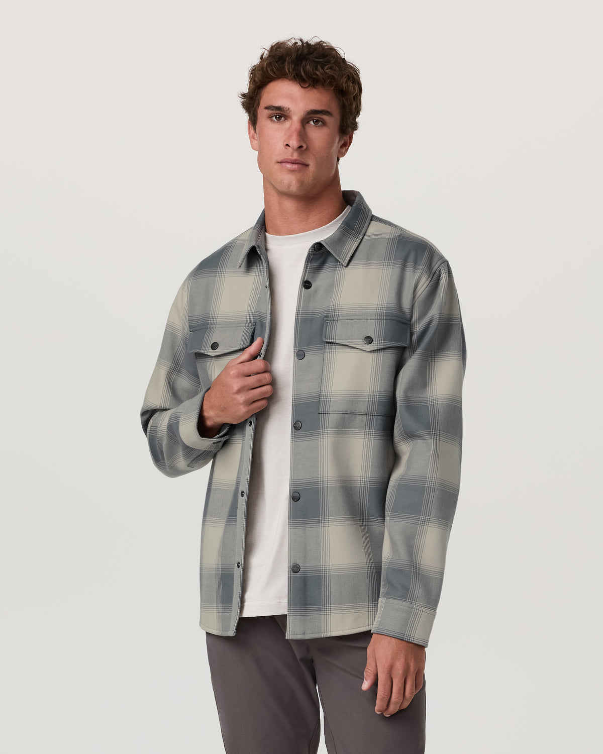 Range Shirt Jacket 2.0 Men's Mushroom Plaid Jacket | Vuori onsale - US 7762