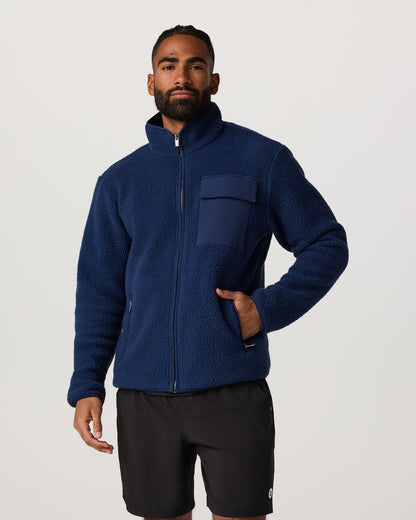 Alpine Fleece Full Zip Men's Blue Coast Mock Neck Jacket | Vuori for sale - US 6574