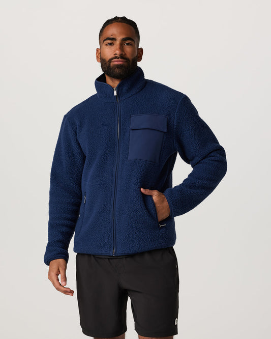 Alpine Fleece Full Zip Men's Blue Coast Mock Neck Jacket | Vuori for sale - US 6574