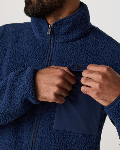 Alpine Fleece Full Zip Men's Blue Coast Mock Neck Jacket | Vuori for sale - US 6574