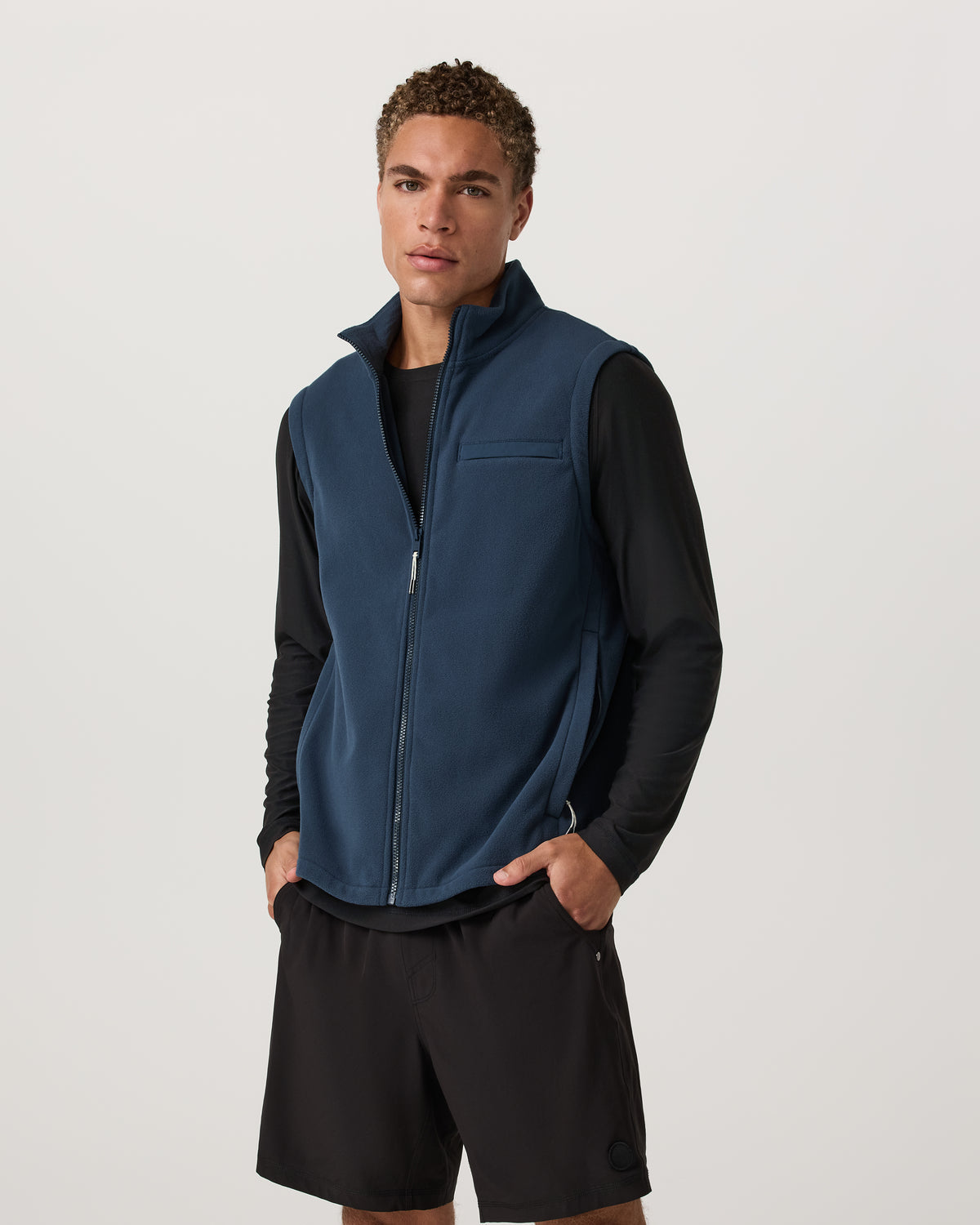 Aspen Vest Men's Ocean Blue Zip-Up Fleece Vest | Vuori discount - US 3983