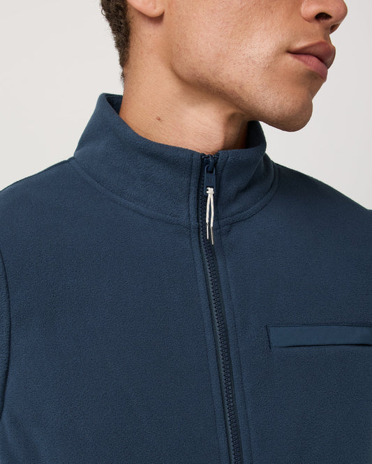 Aspen Vest Men's Ocean Blue Zip-Up Fleece Vest | Vuori discount - US 3983