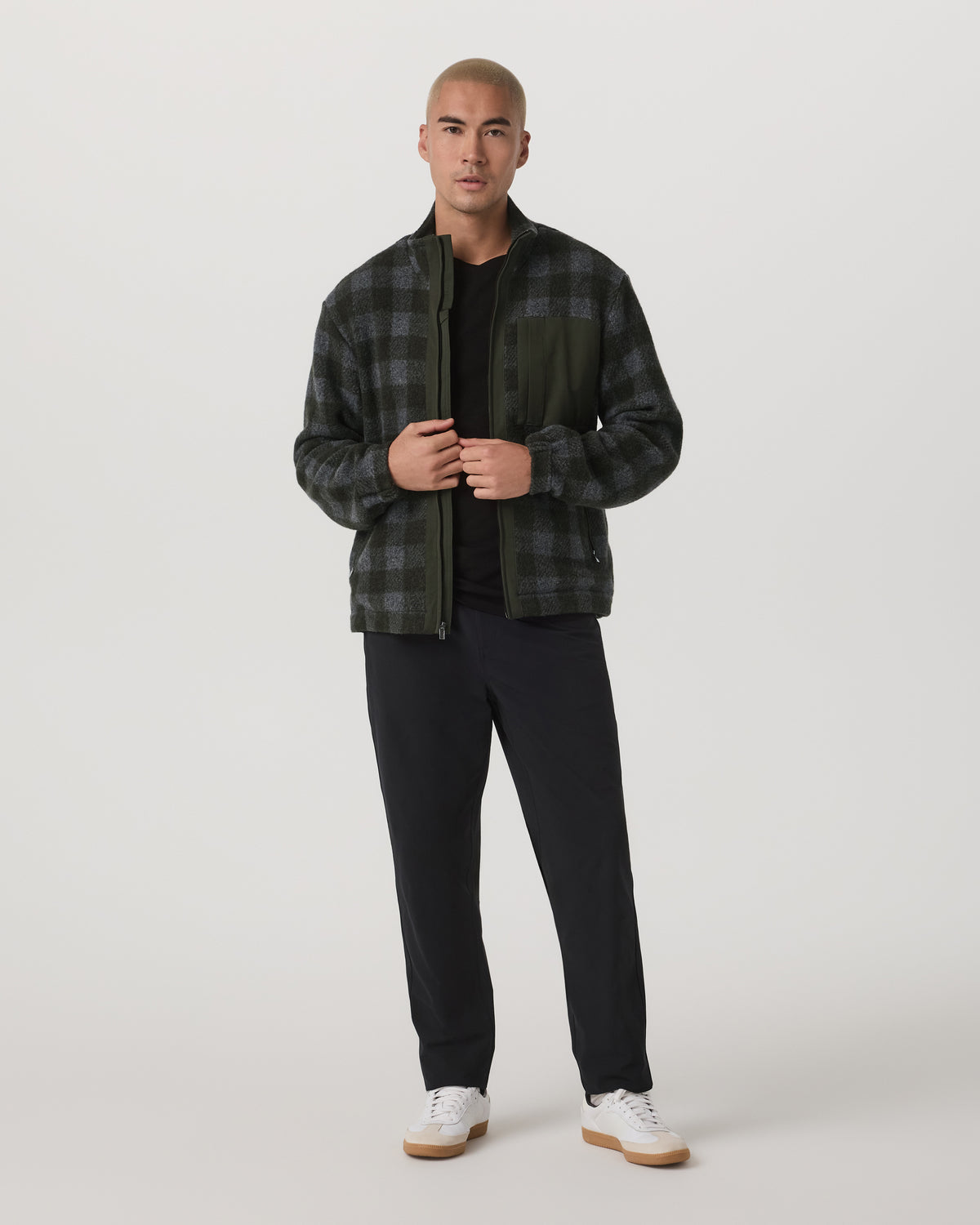 Ridge Fleece Jacket Men's Olive Plaid Zip-Up | Vuori discount - US 4199