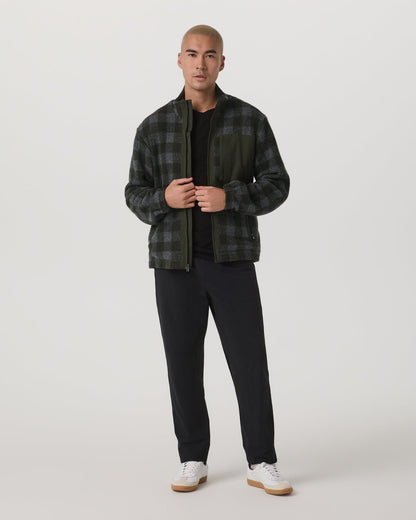 Ridge Fleece Jacket Men's Olive Plaid Zip-Up | Vuori discount - US 4199