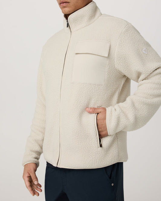 Alpine Fleece Full Zip Men's Bone Mock Neck Jacket | Vuori outlet - US 5799