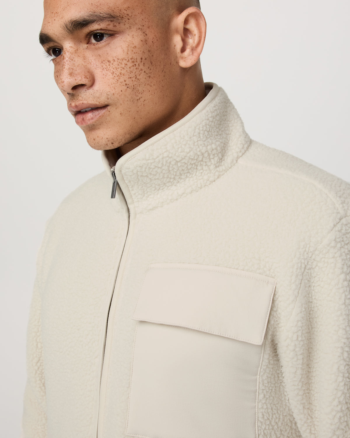Alpine Fleece Full Zip Men's Bone Mock Neck Jacket | Vuori outlet - US 5799