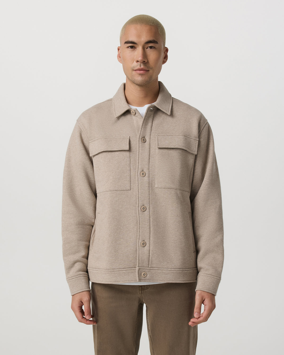 Seaside Shirt Jacket Men's Acorn Heather Fleece Jacket | Vuori shop - US 8590