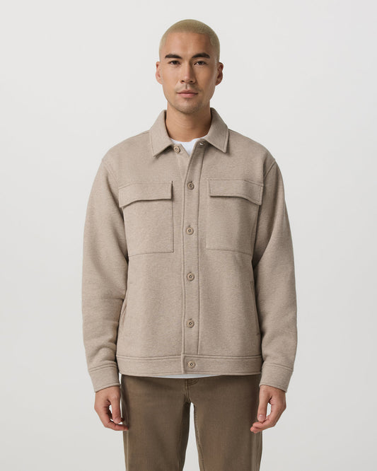 Seaside Shirt Jacket Men's Acorn Heather Fleece Jacket | Vuori shop - US 8590