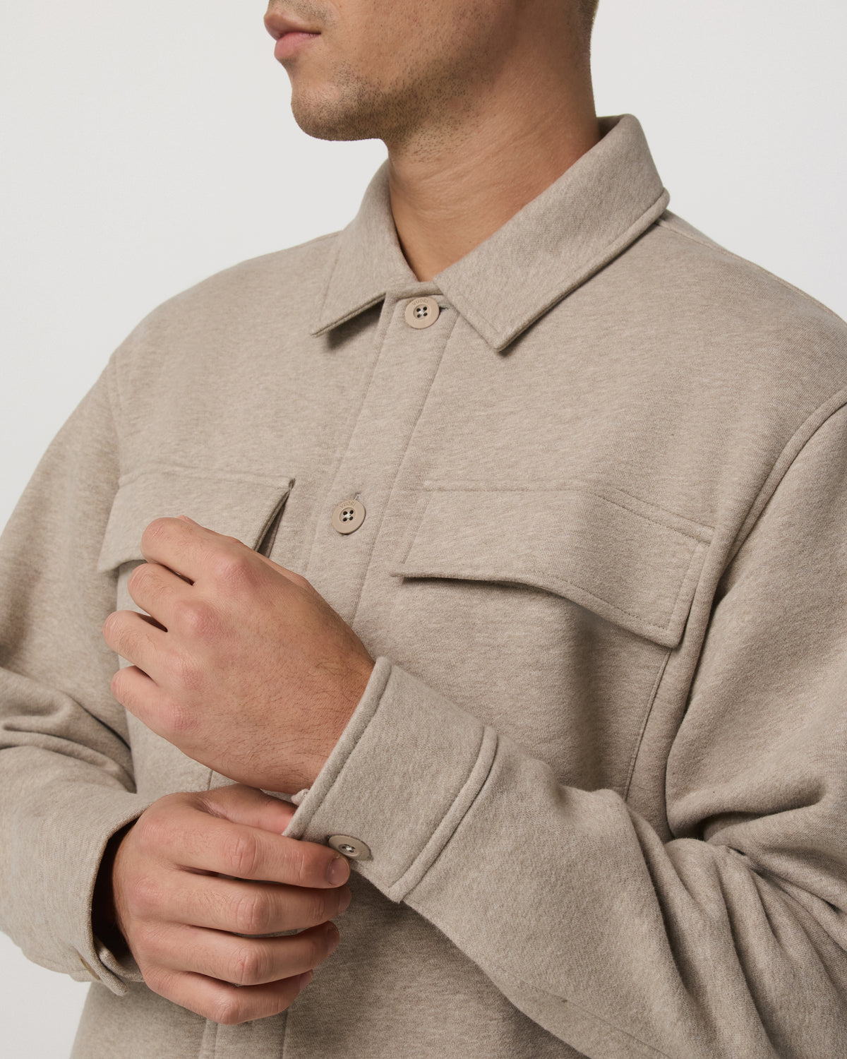 Seaside Shirt Jacket Men's Acorn Heather Fleece Jacket | Vuori shop - US 8590