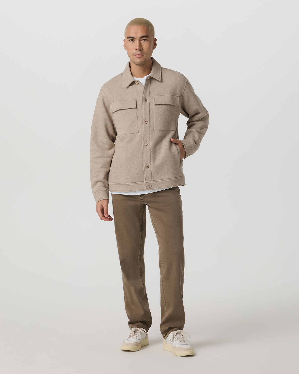 Seaside Shirt Jacket Men's Acorn Heather Fleece Jacket | Vuori shop - US 8590