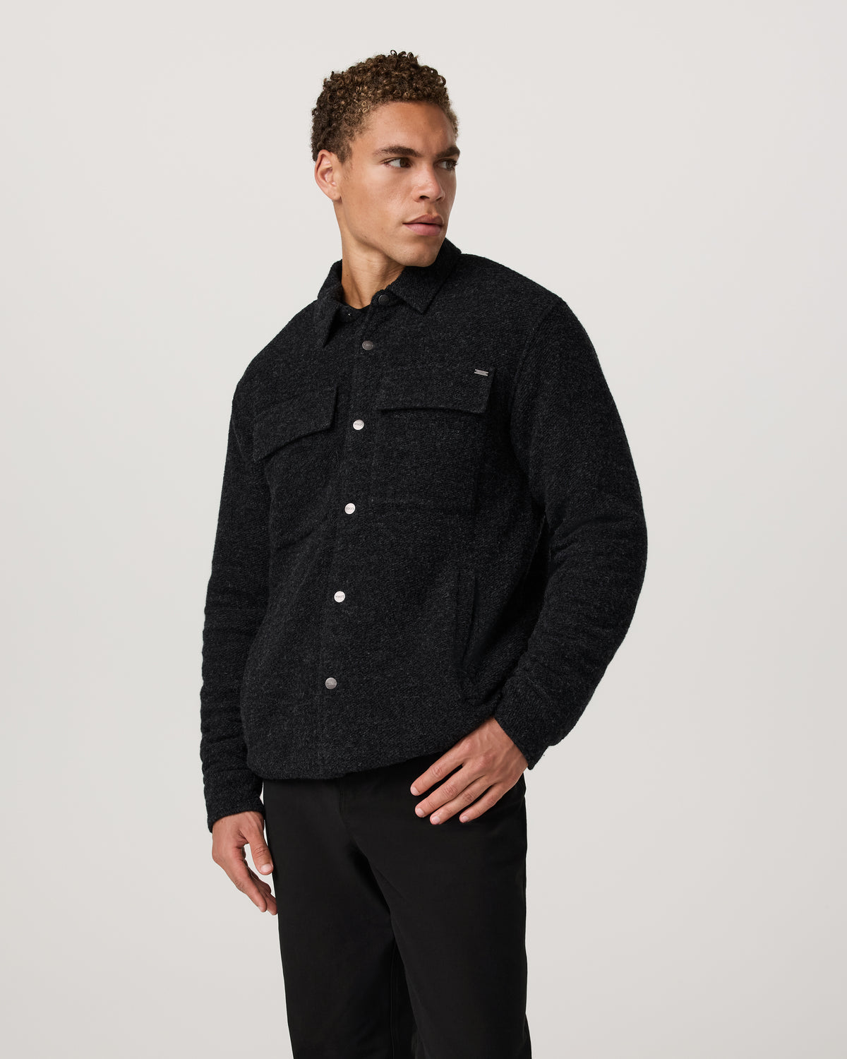 Plymouth Wool Shirt Jacket Dark Black Heather Jacket | Vuori for sale - US 7342