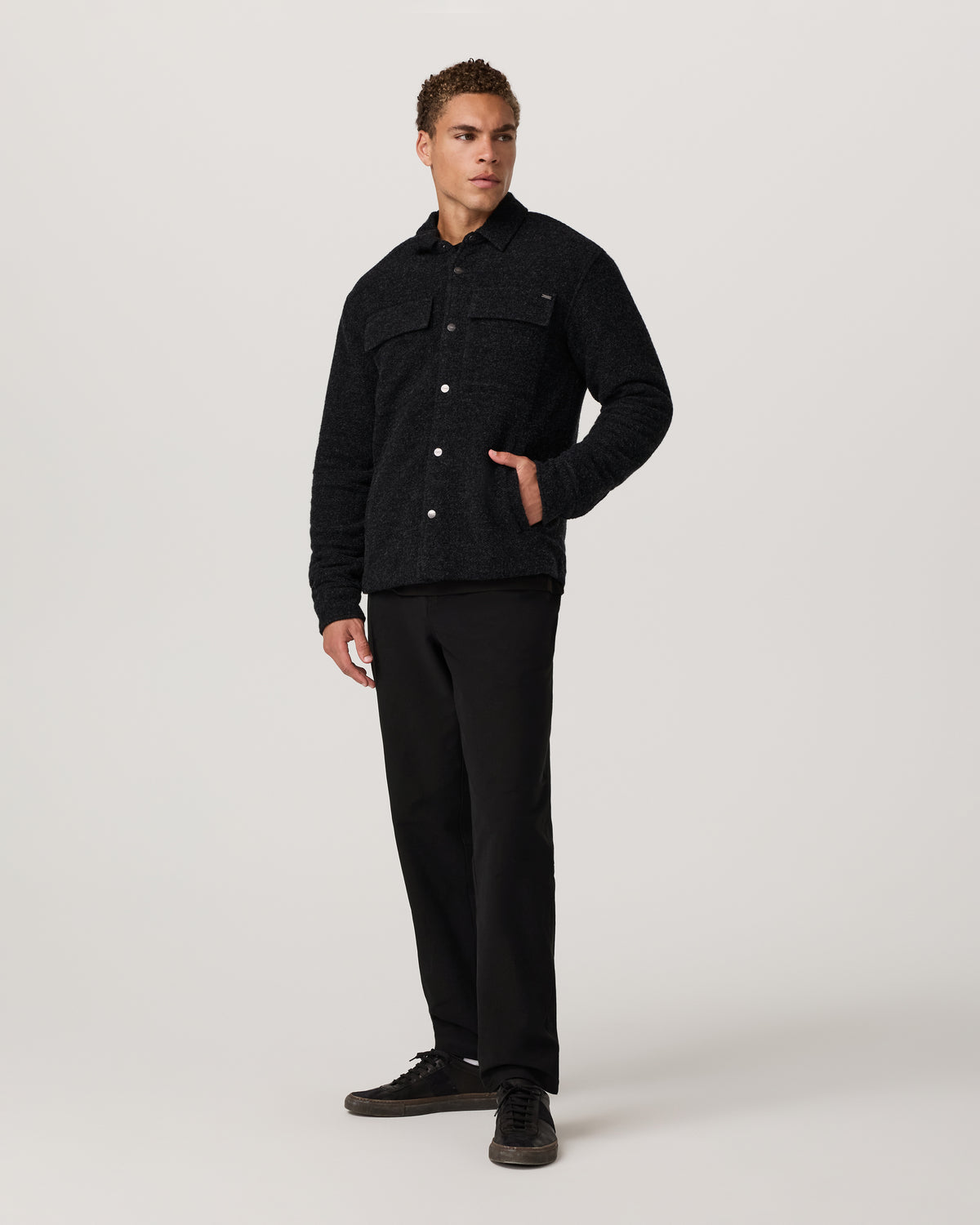 Plymouth Wool Shirt Jacket Dark Black Heather Jacket | Vuori for sale - US 7342