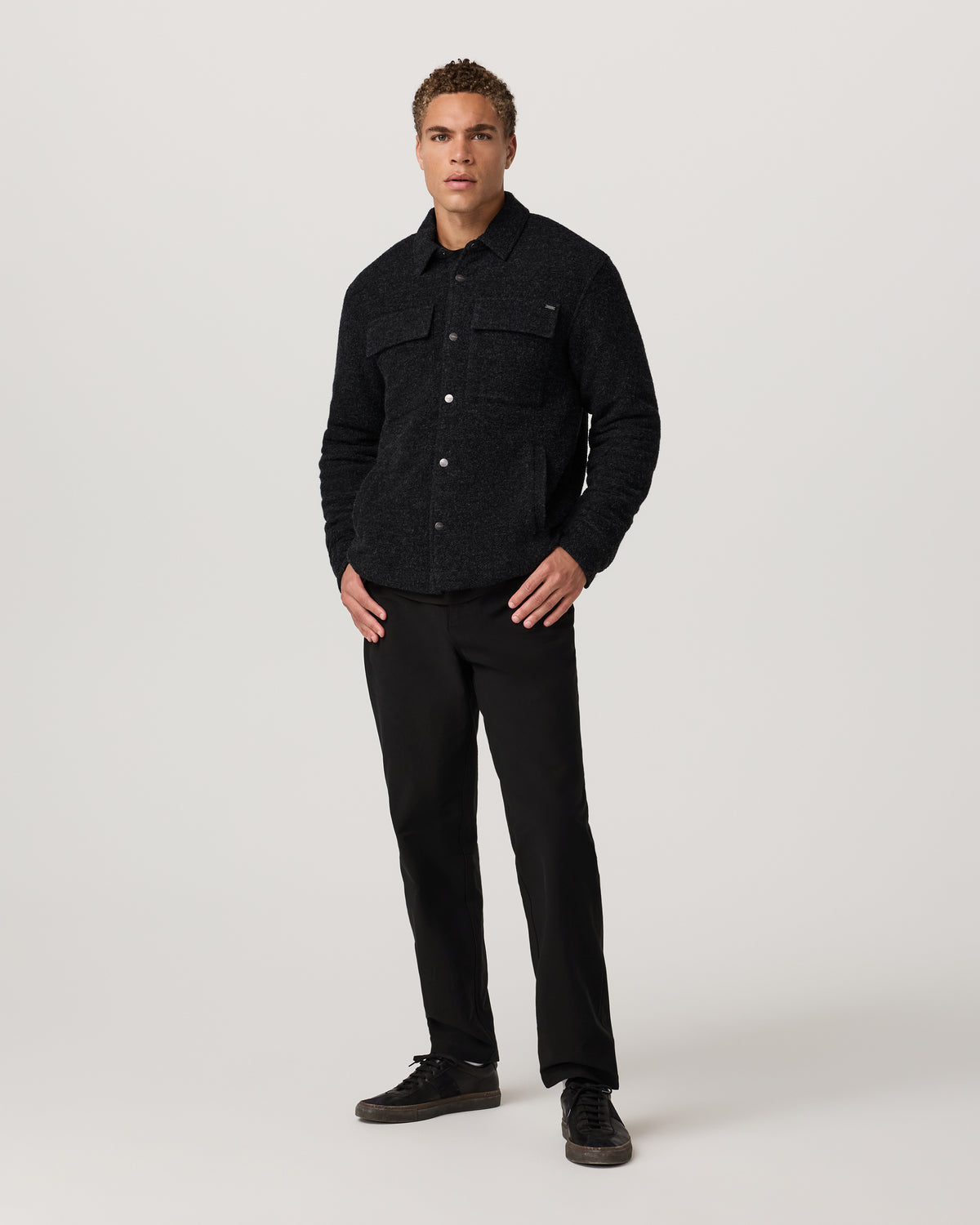 Plymouth Wool Shirt Jacket Dark Black Heather Jacket | Vuori for sale - US 7342