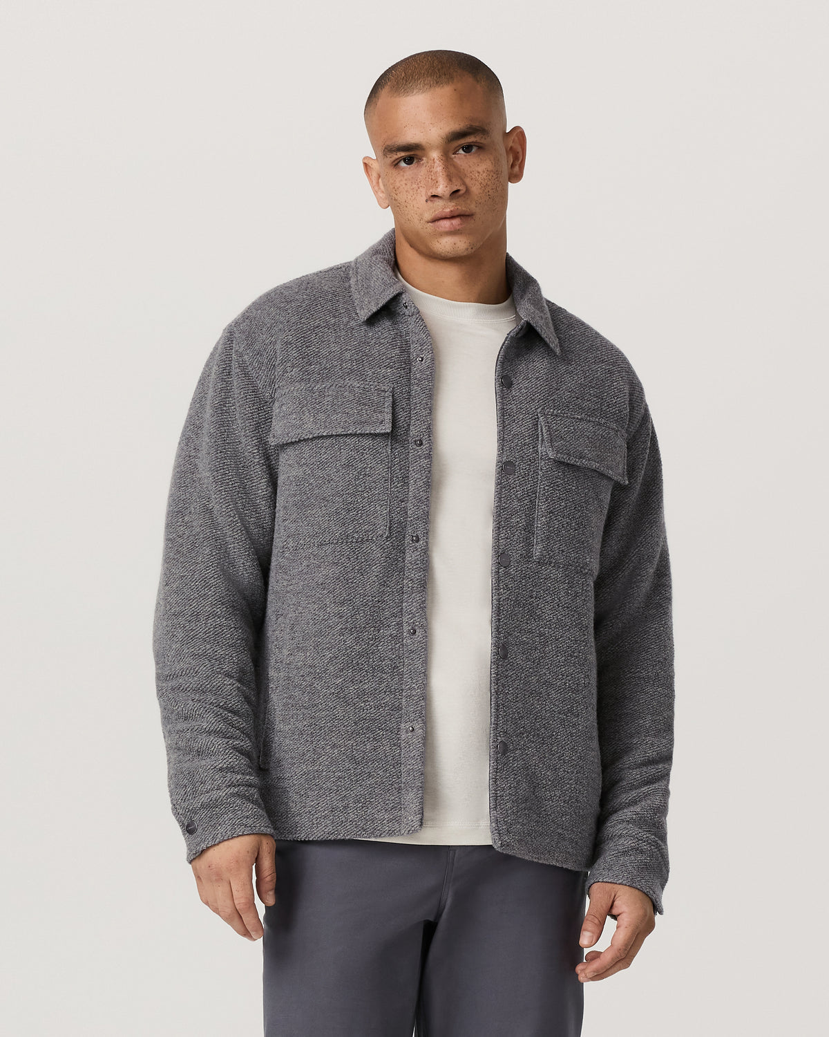 Plymouth Wool Shirt Jacket Men's Heather Grey Jacket | Vuori online - US 1276