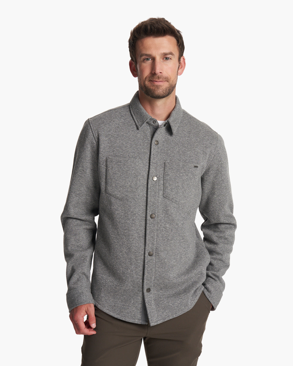 Del Mar Fleece Shirt Jacket Heather Grey Button Down | Vuori for sale - US 7848