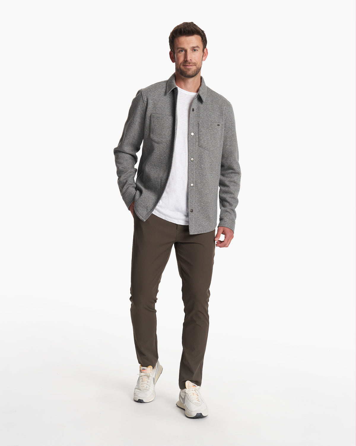 Del Mar Fleece Shirt Jacket Heather Grey Button Down | Vuori for sale - US 7848
