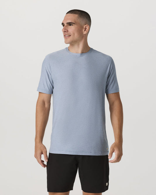 Strato Tech Tee Men's Blue Dusk Heather T-Shirt | Vuori discount - US 4025