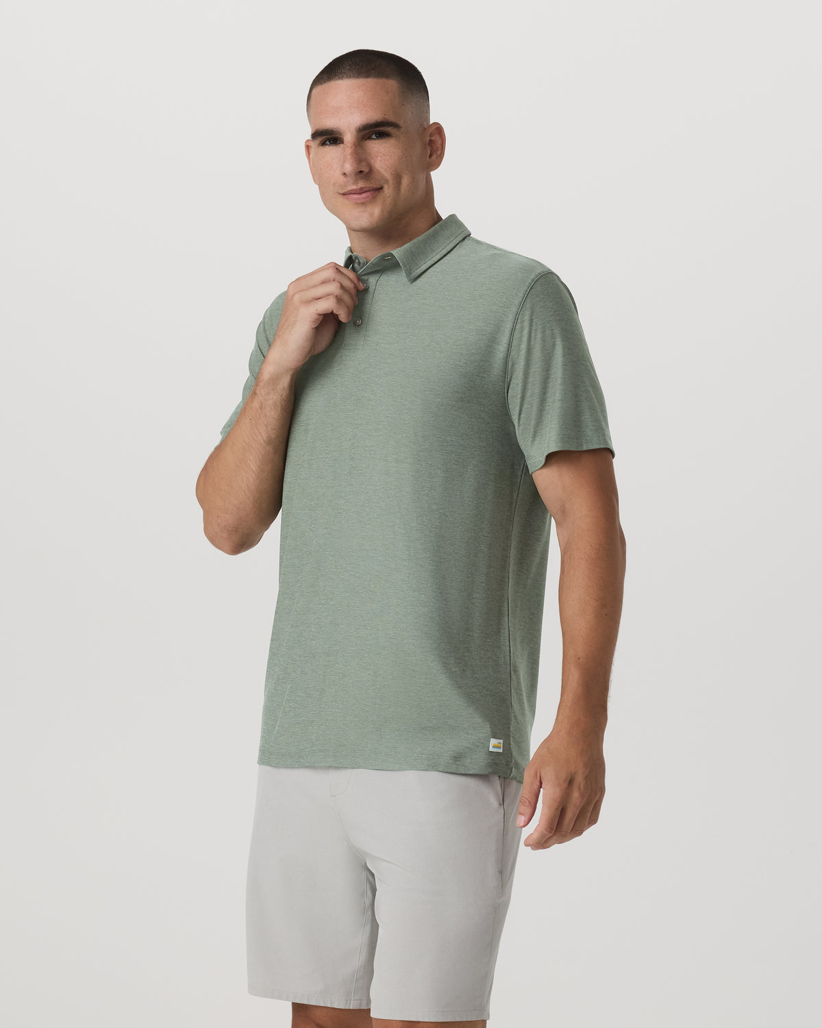 Strato Tech Polo Men's Thyme Heather Performance Shirt | Vuori for sale - US 8385