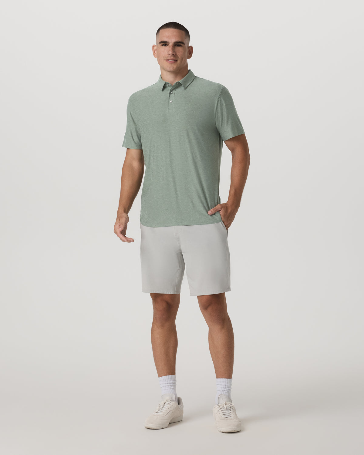 Strato Tech Polo Men's Thyme Heather Performance Shirt | Vuori for sale - US 8385