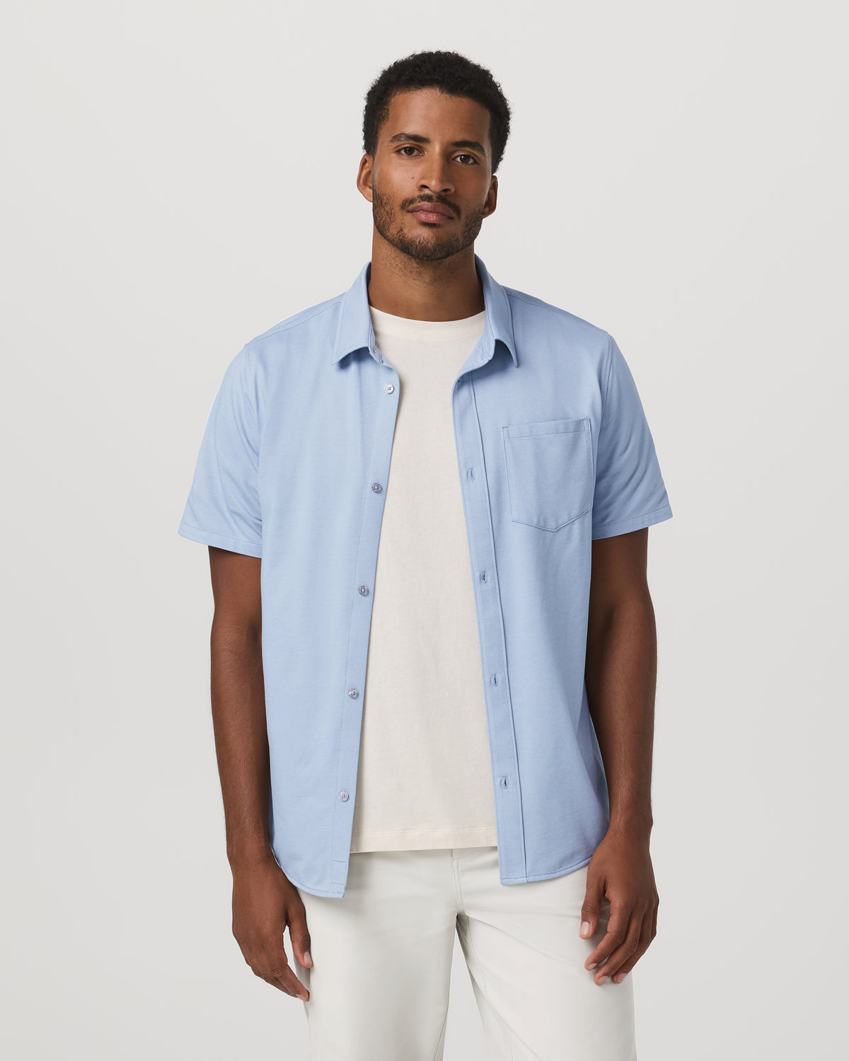 Short Sleeve Knit Oxford Button Down - Classic Fit Blue | Vuori discount - US 8452