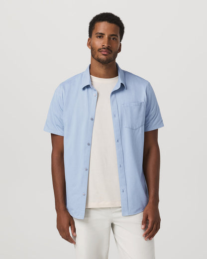 Short Sleeve Knit Oxford Button Down - Classic Fit Blue | Vuori discount - US 8452