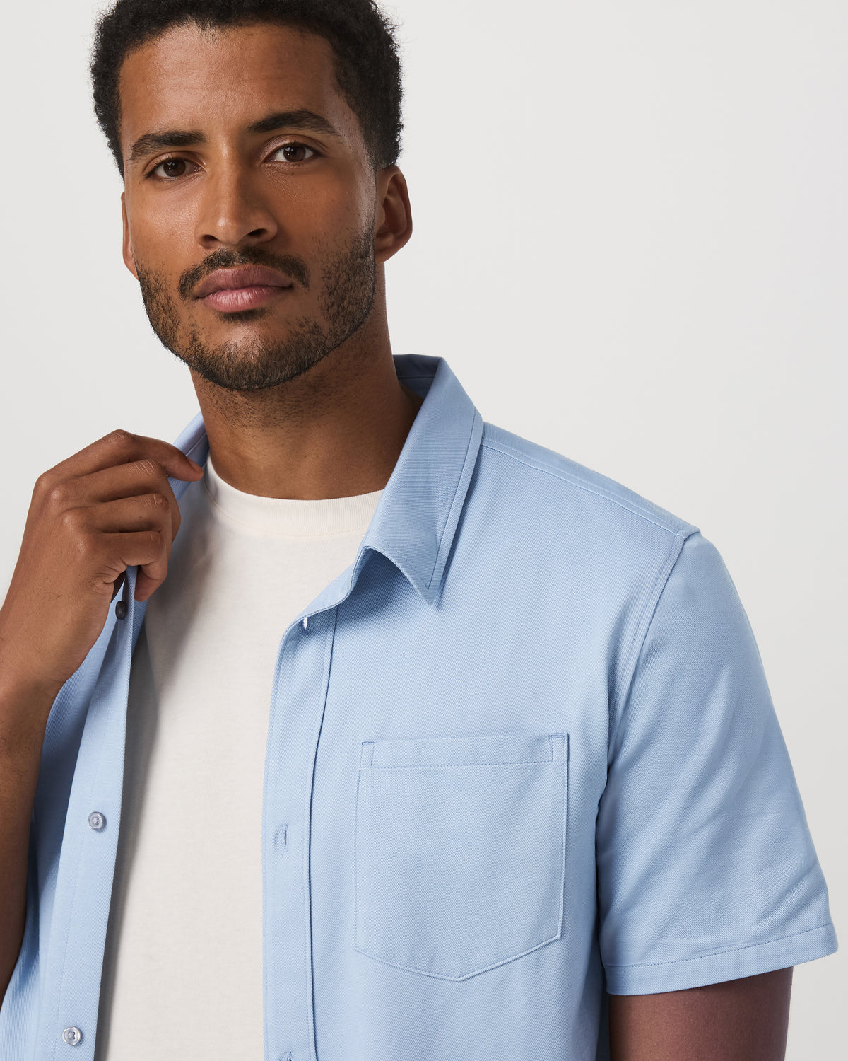 Short Sleeve Knit Oxford Button Down - Classic Fit Blue | Vuori discount - US 8452