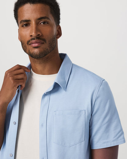 Short Sleeve Knit Oxford Button Down - Classic Fit Blue | Vuori discount - US 8452