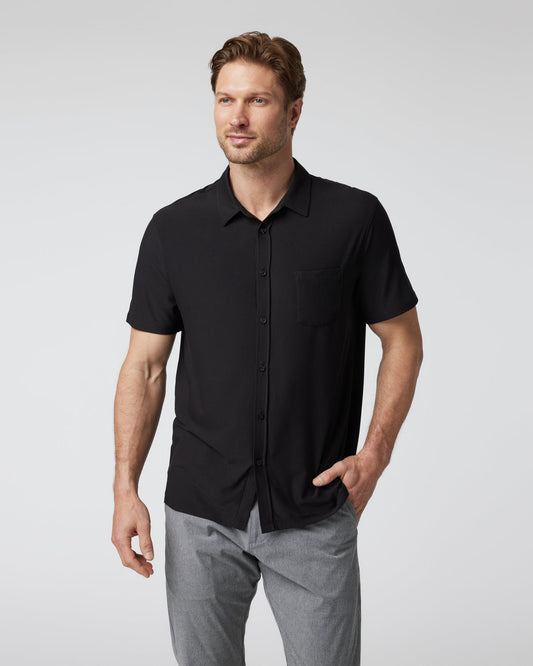Short Sleeve Strato Button Down Men's Black Shirt | Vuori discount - US 4596