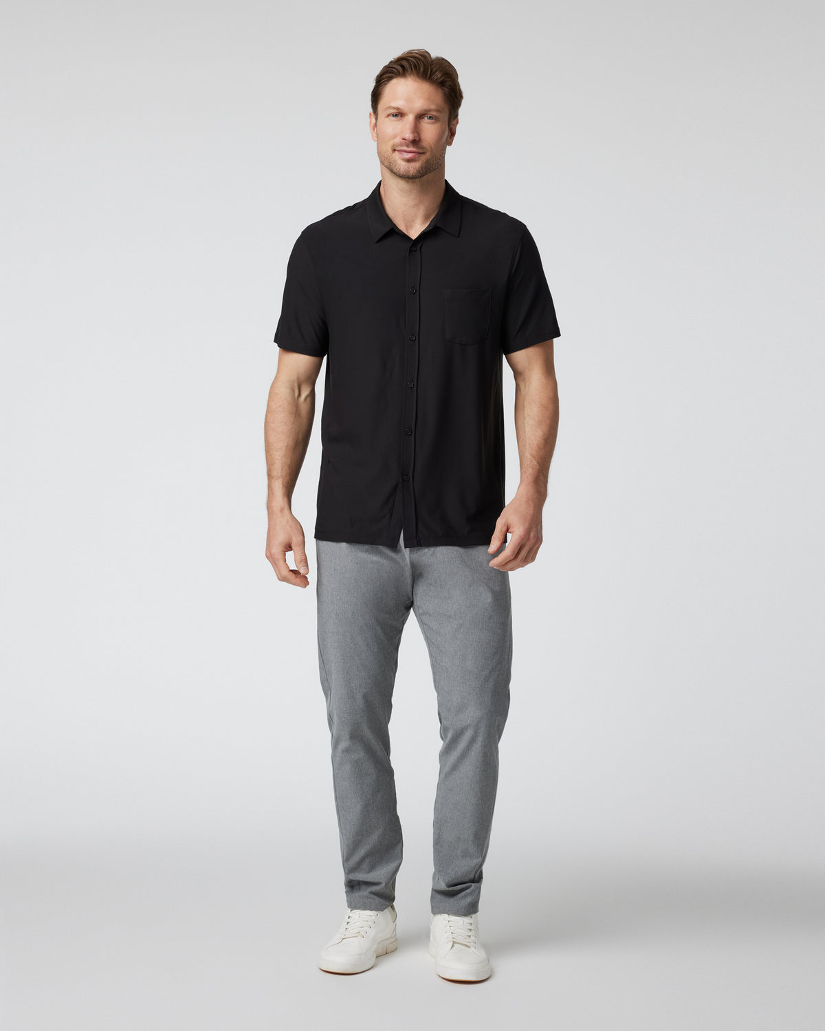 Short Sleeve Strato Button Down Men's Black Shirt | Vuori discount - US 4596