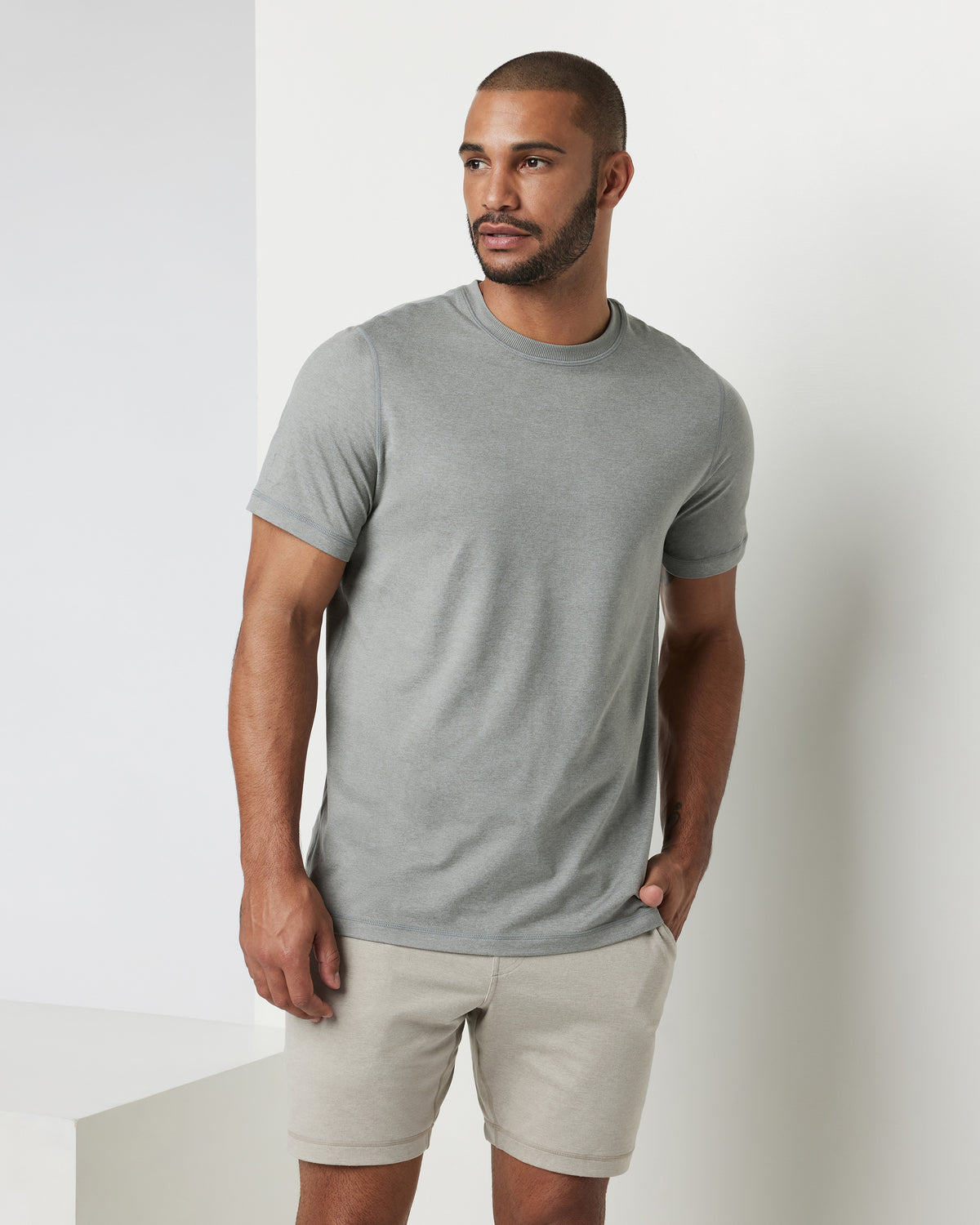 Short Sleeve Ponto Performance Tee Driftwood Heather | Vuori shop - US 4383
