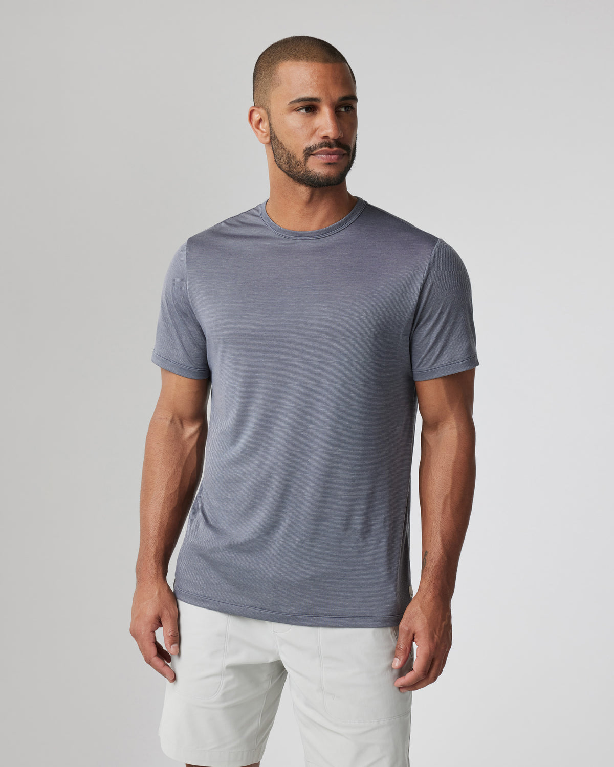 Short Sleeve Marina Stripe Tee Dark Pewter Run Shirt | Vuori sale - US 4869