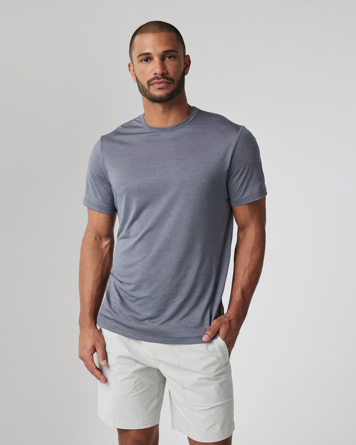 Short Sleeve Marina Stripe Tee Dark Pewter Run Shirt | Vuori sale - US 4869