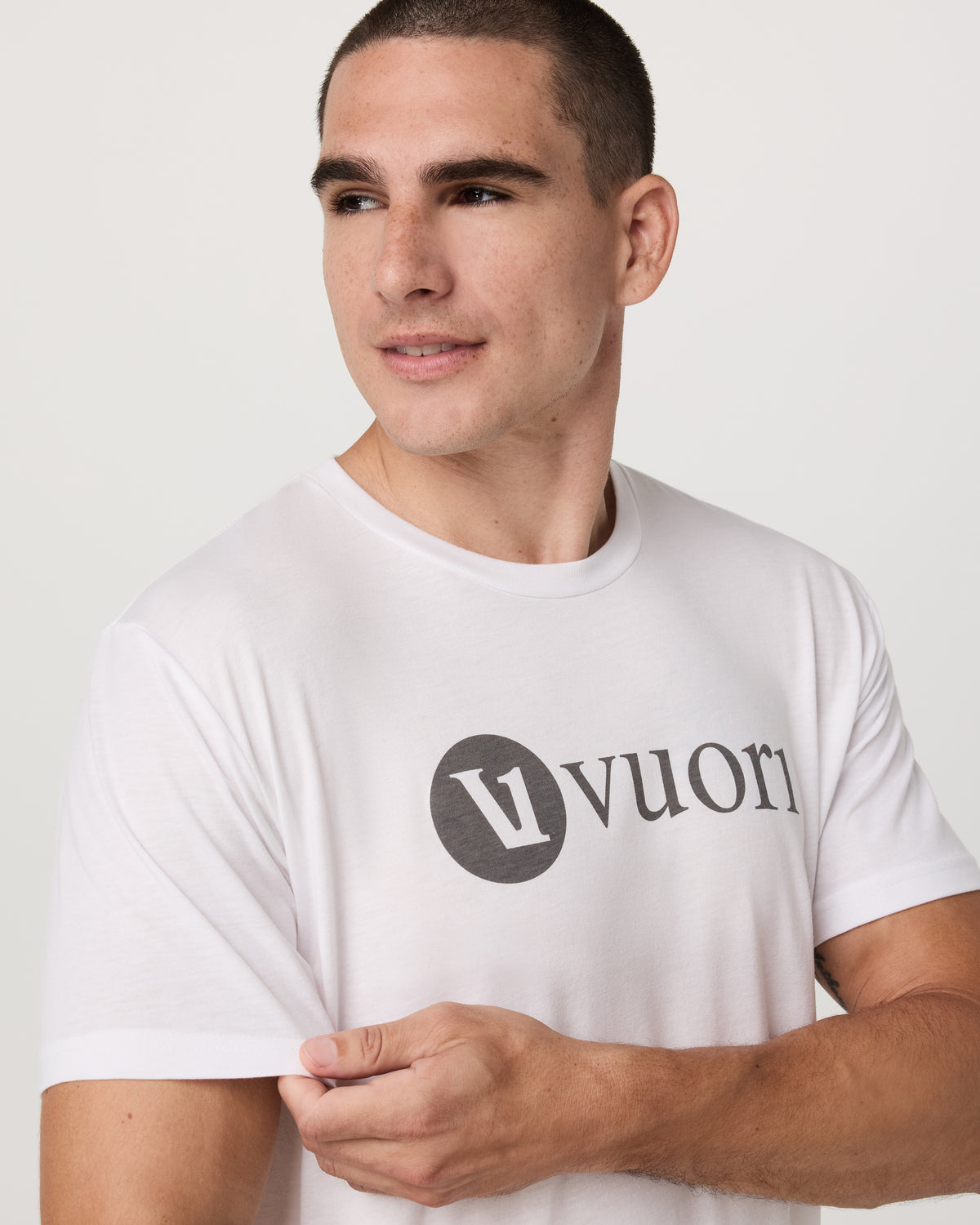V1 Vuori Wordmark Logo Tee Men's White Logo T-Shirt | Vuori discount - US 3883