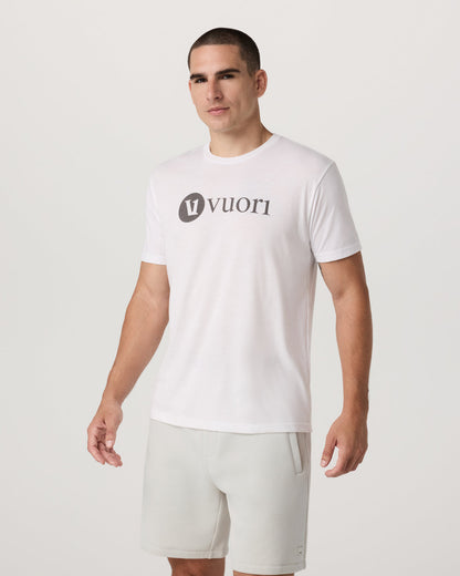 V1 Vuori Wordmark Logo Tee Men's White Logo T-Shirt | Vuori discount - US 3883