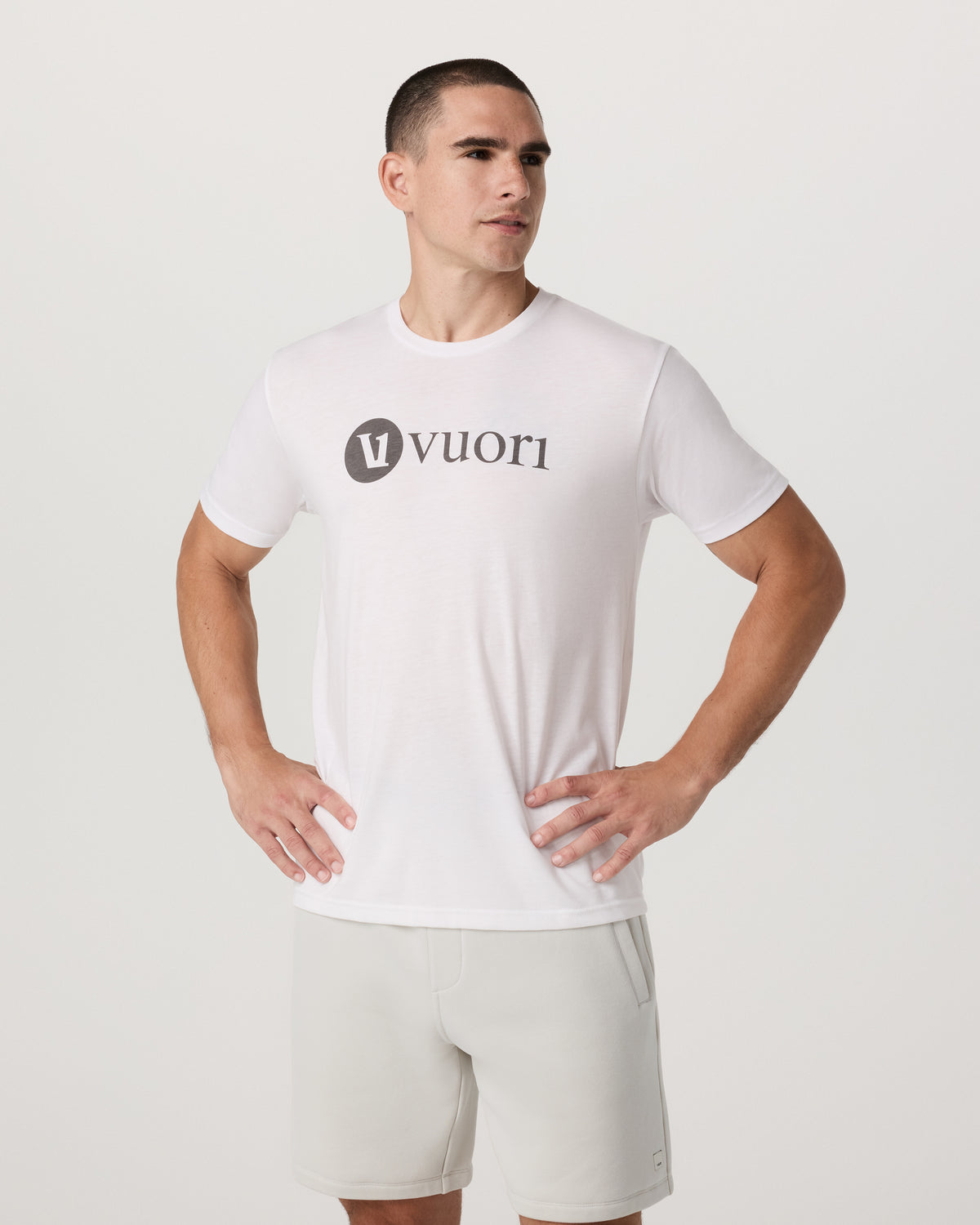 V1 Vuori Wordmark Logo Tee Men's White Logo T-Shirt | Vuori discount - US 3883
