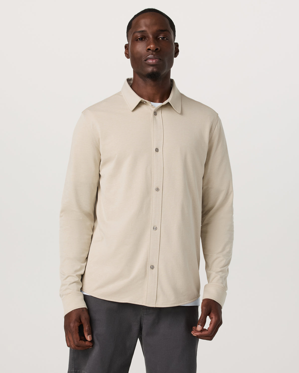 Long Sleeve Knit Oxford Button Down Men's Trench Shirt | Vuori shop - US 1186