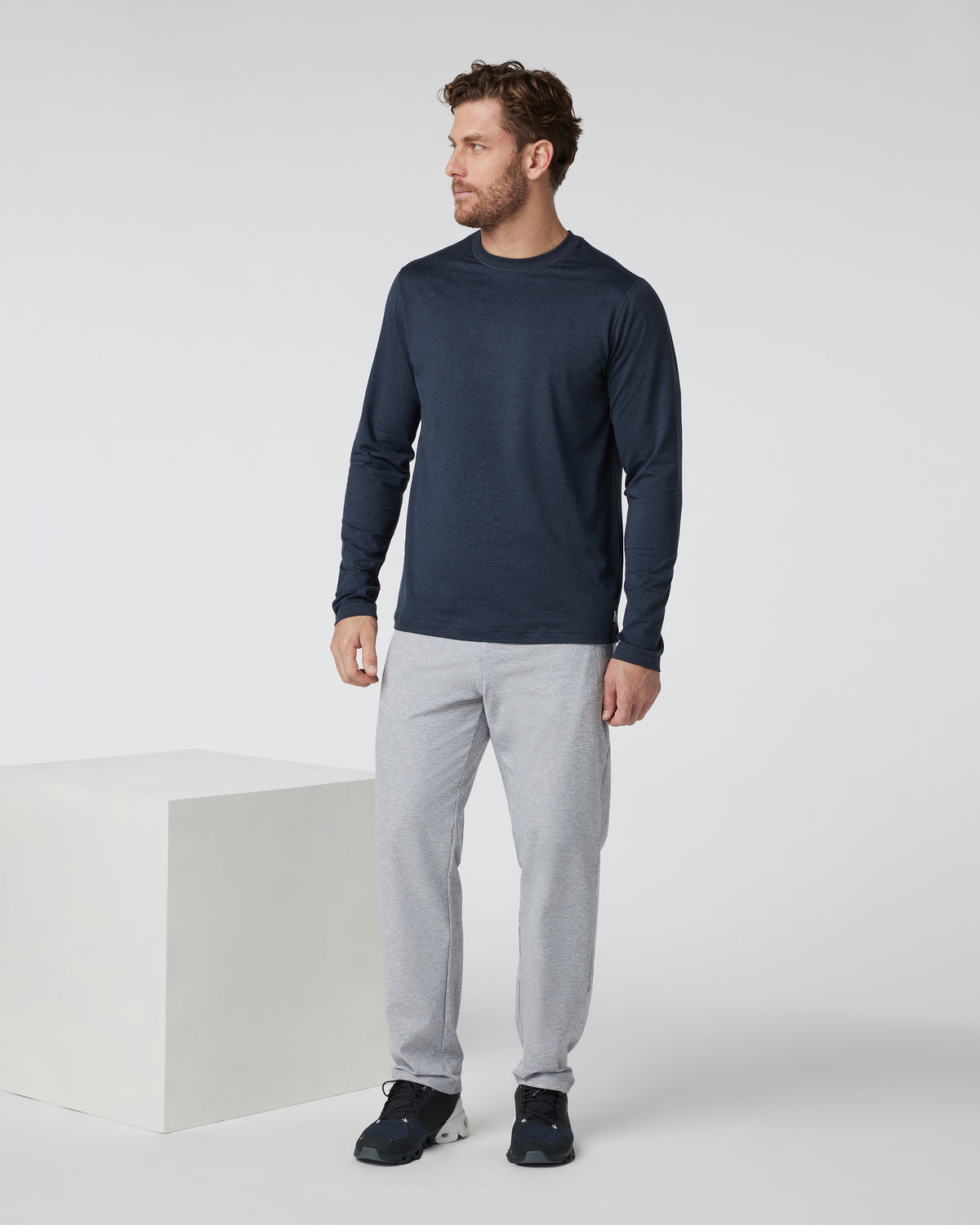 Long Sleeve Ponto Performance Tee Midnight Heather | Vuori for sale - US 9916