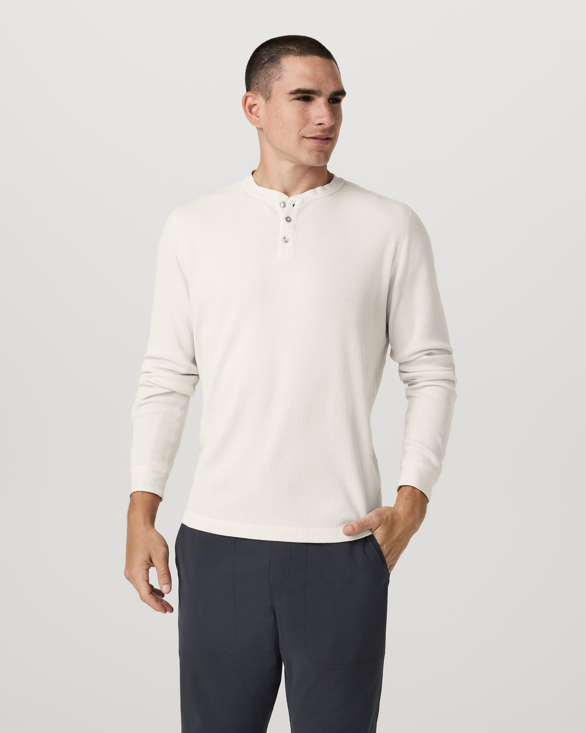 Waffle Henley Men's Marshmallow Henley Top | Vuori outlet - US 6241