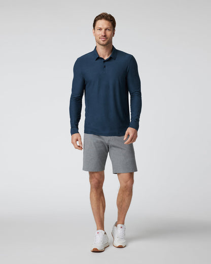 Long Sleeve Strato Tech Polo Navy Heather Blue Polo | Vuori shop - US 2064