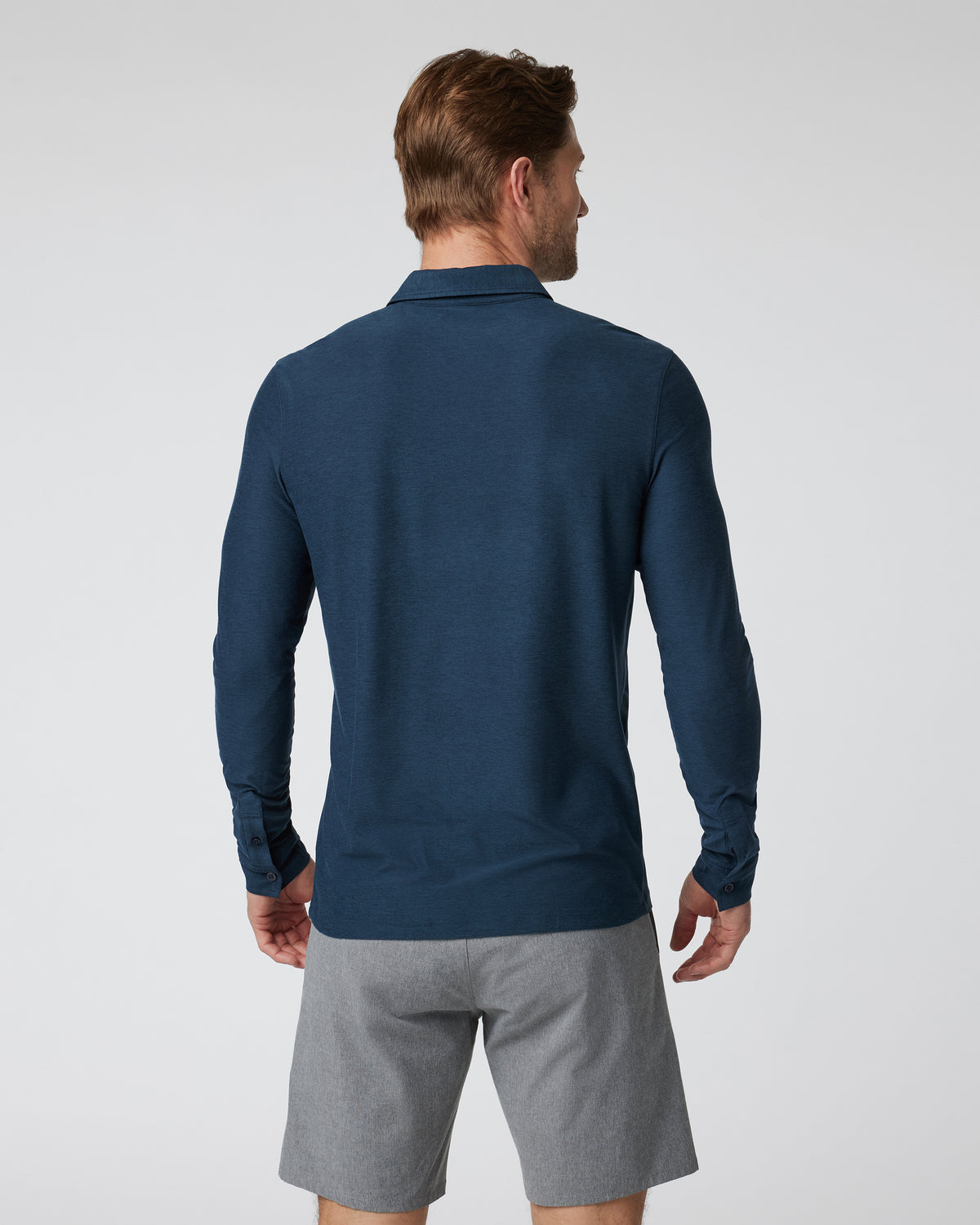 Long Sleeve Strato Tech Polo Navy Heather Blue Polo | Vuori shop - US 2064