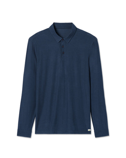 Long Sleeve Strato Tech Polo Navy Heather Blue Polo | Vuori shop - US 2064