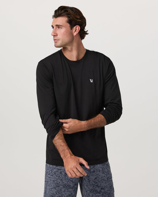 Men's Long Sleeve Clearview Seamless Tee Black | Vuori sale - US 8288
