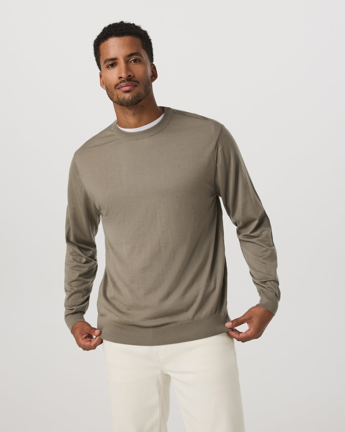 Merino Fine Gauge Wool Sweater Men's Taupe Sweater | Vuori shop - US 1633