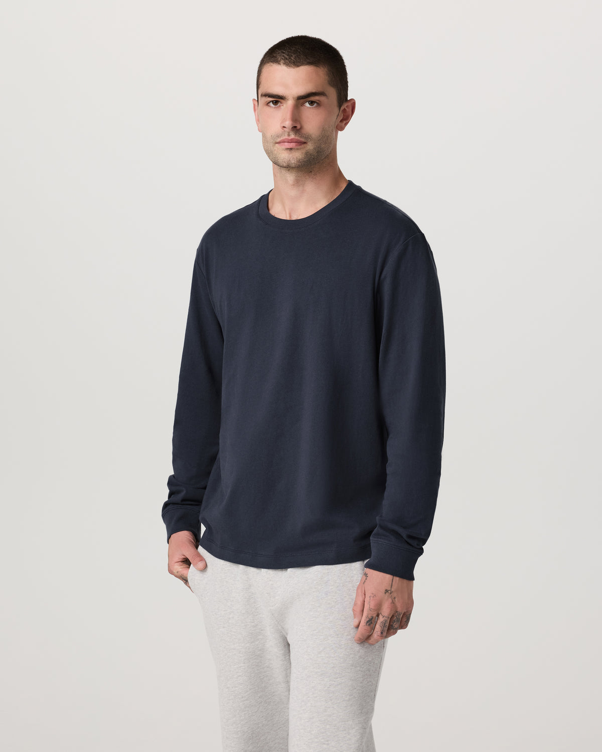 Long Sleeve Heavyweight Cotton Tee Men's Navy Shirt | Vuori sale - US 3410
