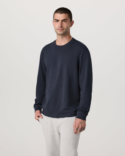 Long Sleeve Heavyweight Cotton Tee Men's Navy Shirt | Vuori sale - US 3410