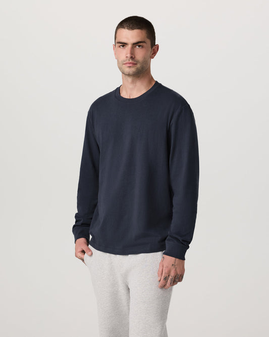 Long Sleeve Heavyweight Cotton Tee Men's Navy Shirt | Vuori sale - US 3410